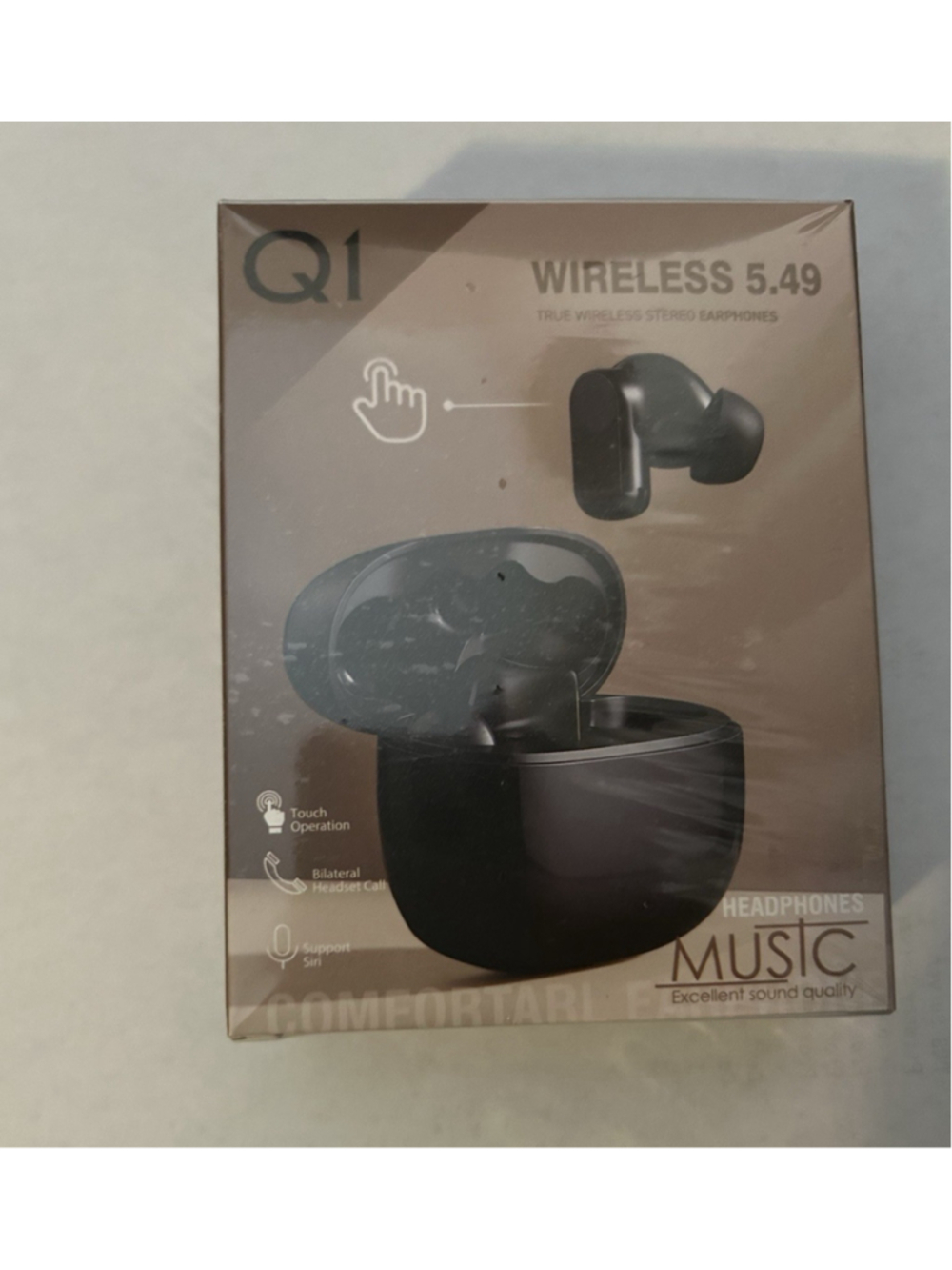 Stereo Headset w/Microphone Super Bass Q1 True Wireless 5.49 Black